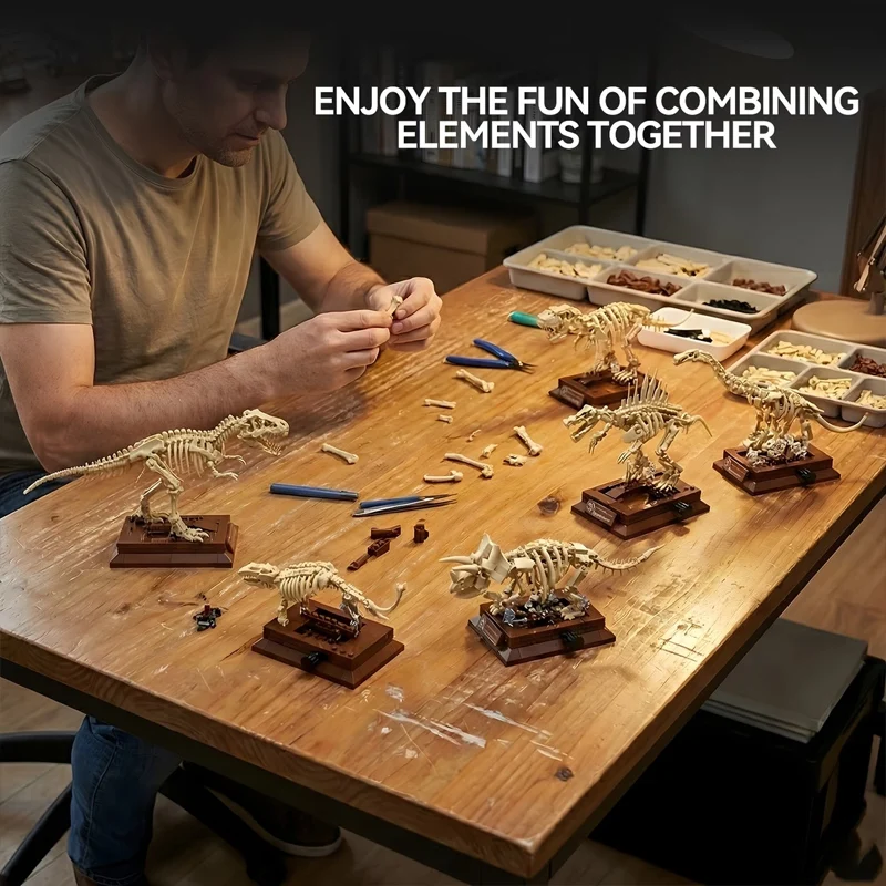 Blocchi da Costruzione Fossili di Scheletro di Dinosauro, Modello Tyrannosaurus Rex di Jurassic Park World, Mattoncini Regalo, Ornamenti e Decorazioni