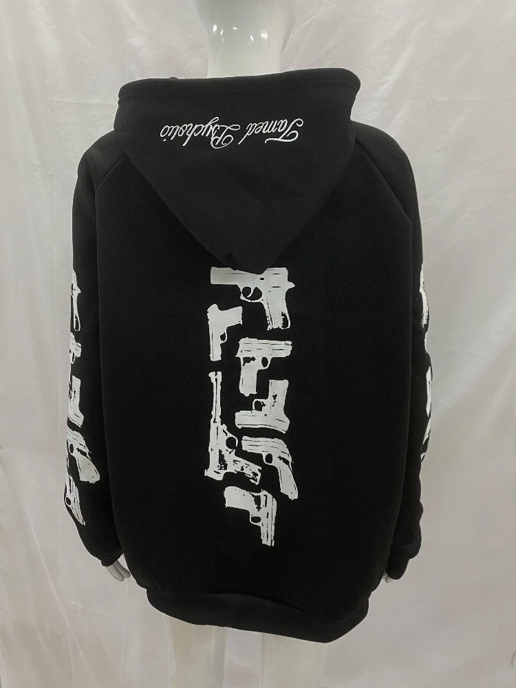 Street trend fashion hooded zipper sweatshirt autumn and winter men's and women's cardigans punk printed clothing