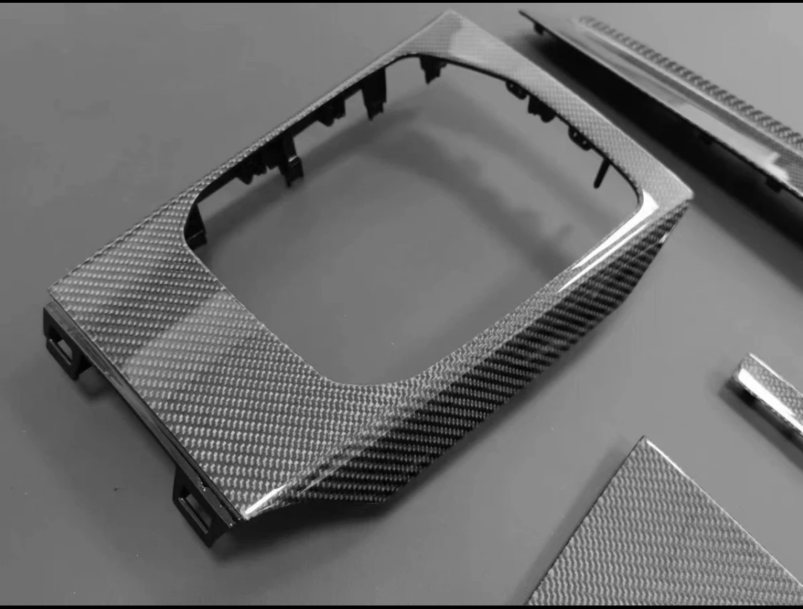 ألياف الكربون الداخلية ل X5 X6 F15 F16 لوحة العدادات قطاع الكسوة غطاء التحكم المركزي #6