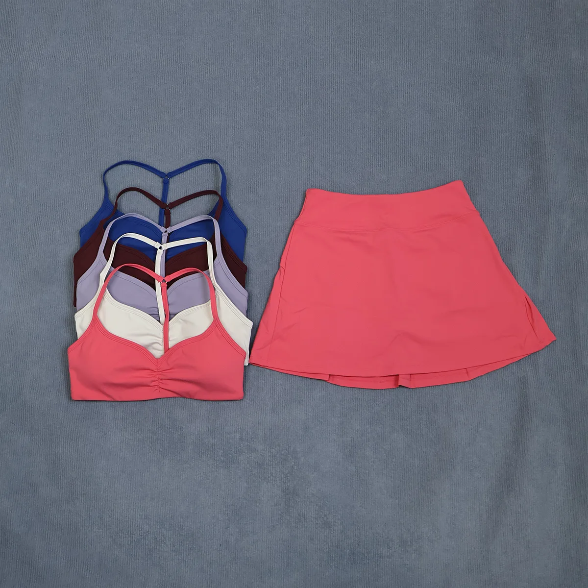 Damen 2-teiliges Tennis-Set Y-Back Sport-BH Plissierter Rock Hochtaillierter Golf-Skort Yoga Fitness Workout Gym Activewear Anzug – Detail 26