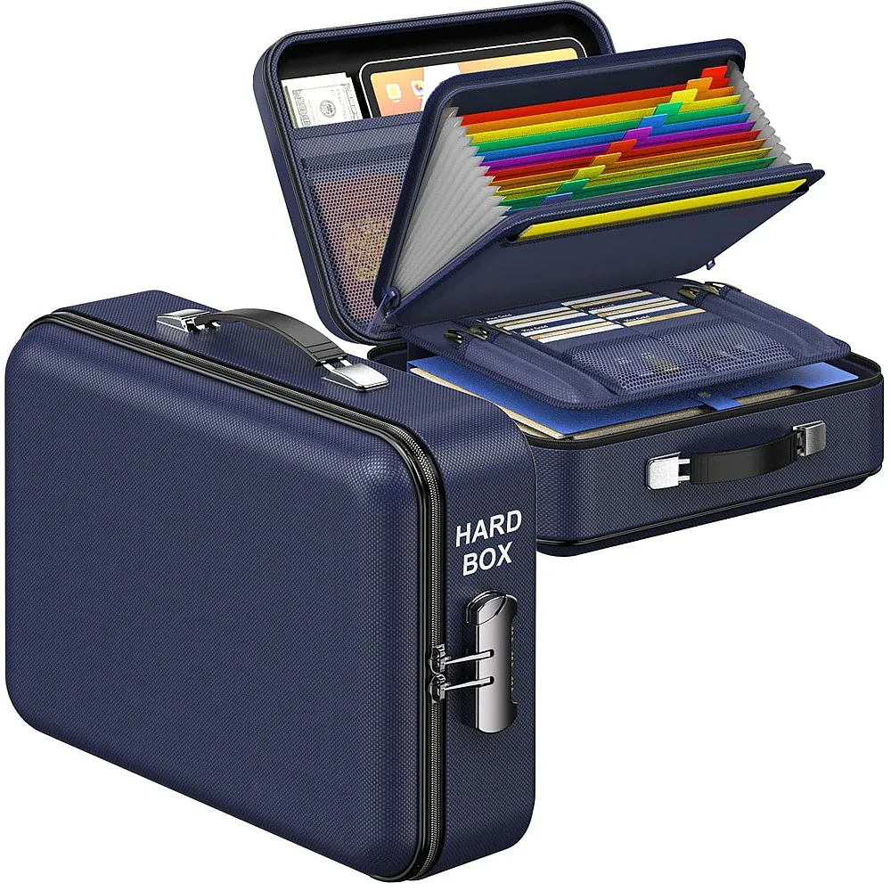 Portable Waterproof Fireproof Hard Shell Document Storage Box for Office