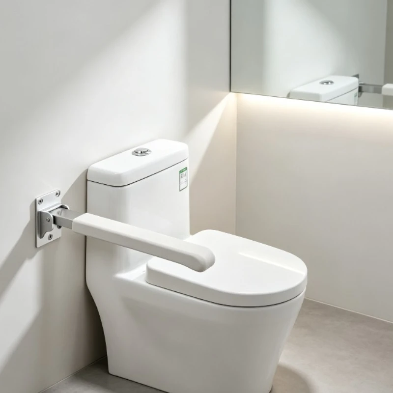 Toilet Safety Rail Grab Bar Handrail Support Frame Anti-Slip Folding Adjustable Heavy Duty for Elderly Disabled Bathroom Home