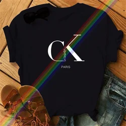 Summer luxury brand fashion cartoon letter print crew collar clothing short sleeve T-shirt 2024 trend women's summer Y2K top