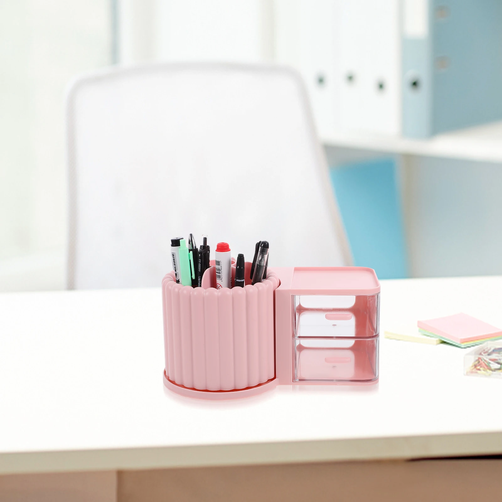 

Desktop Rotatable Brush Pen Holder Multi-Compartment Organizer Pencil Holder for Office Stationery Storage