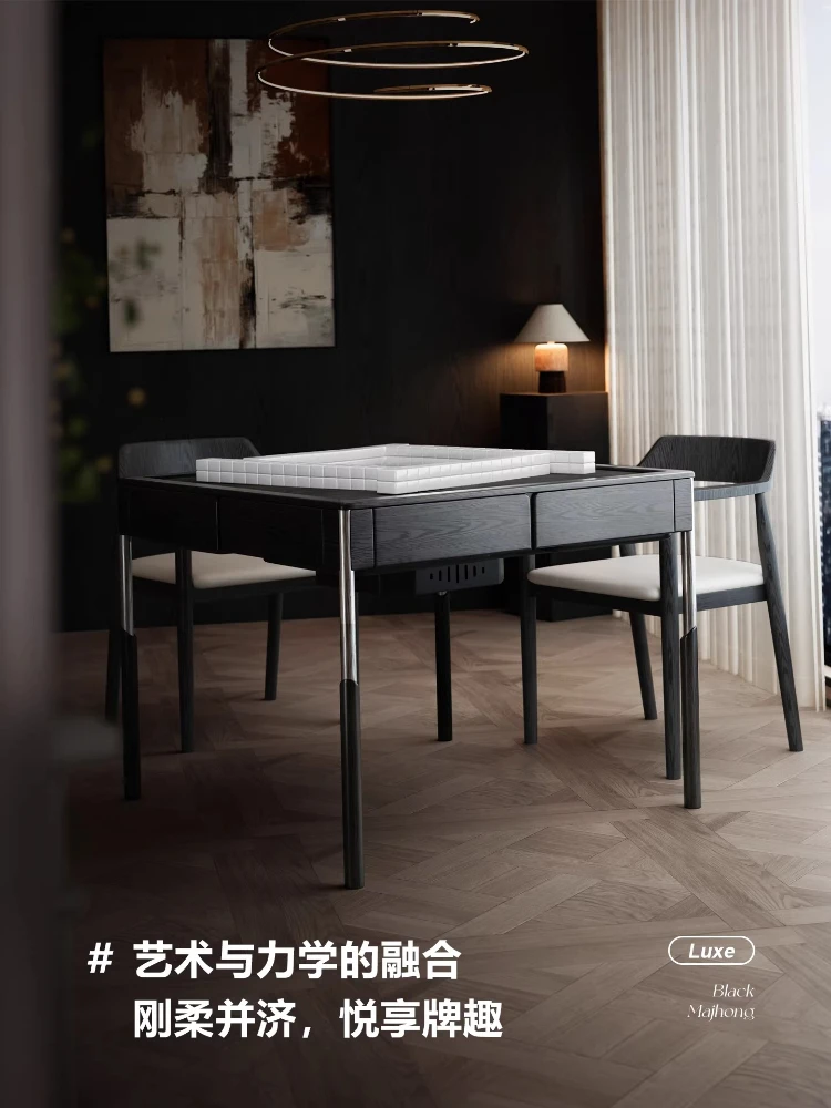 Solid mahjong table Automatic household antique high-end mahjong machine dining table integrated