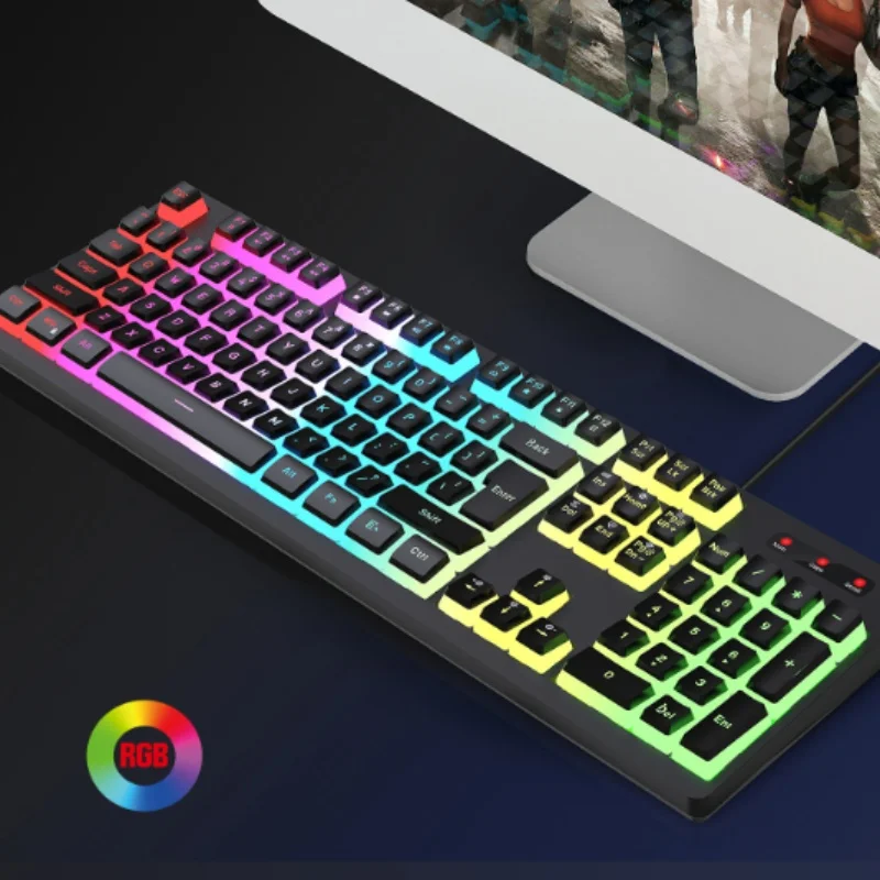 L200 Keyboard Gaming, dilengkapi dengan tombol Pudding, kabel Rgb Backlit mekanik, Keyboard komputer Laptop kantor Game