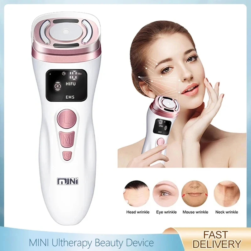 New Mini HIFU Ultrasonic Machine EMS  Microcorriente Facial Lifting Firming Skin Care Anti Wrinkle Massager