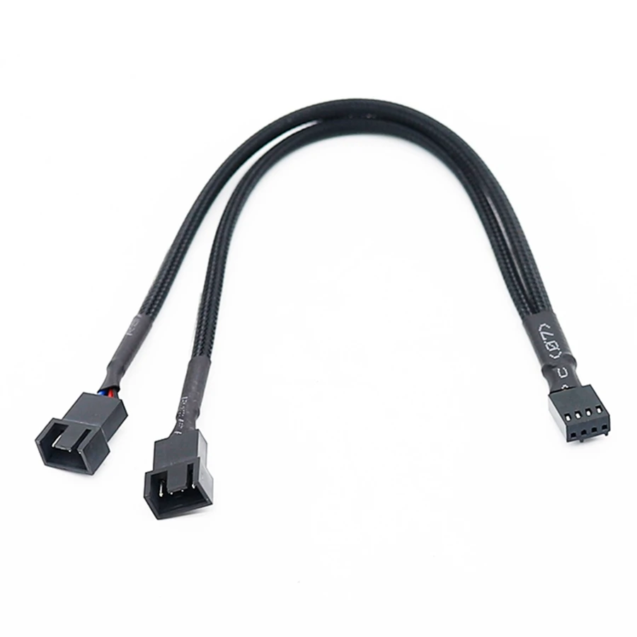 Kabel adaptor ekstensi PC komputer, 1 hingga 2 cara kepang kabel Y Splitter 3/4 Pin PWM Pria kipas konektor