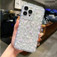Ombre Purple Sweet Floral Phone Case For iPhone 16 Pro Case For iPhone 13 11 12 14 15 Pro Max X XR XS 7 8 Plus SE 2 Airbag Cover