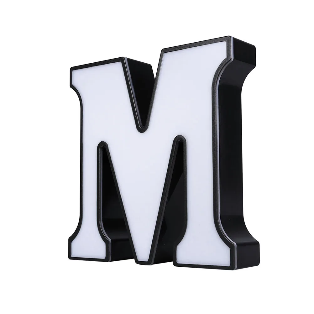

LED Letter Sign Alphabet M White Light for Bedroom Wedding Party Decor Portable Night Light No Batteries Included