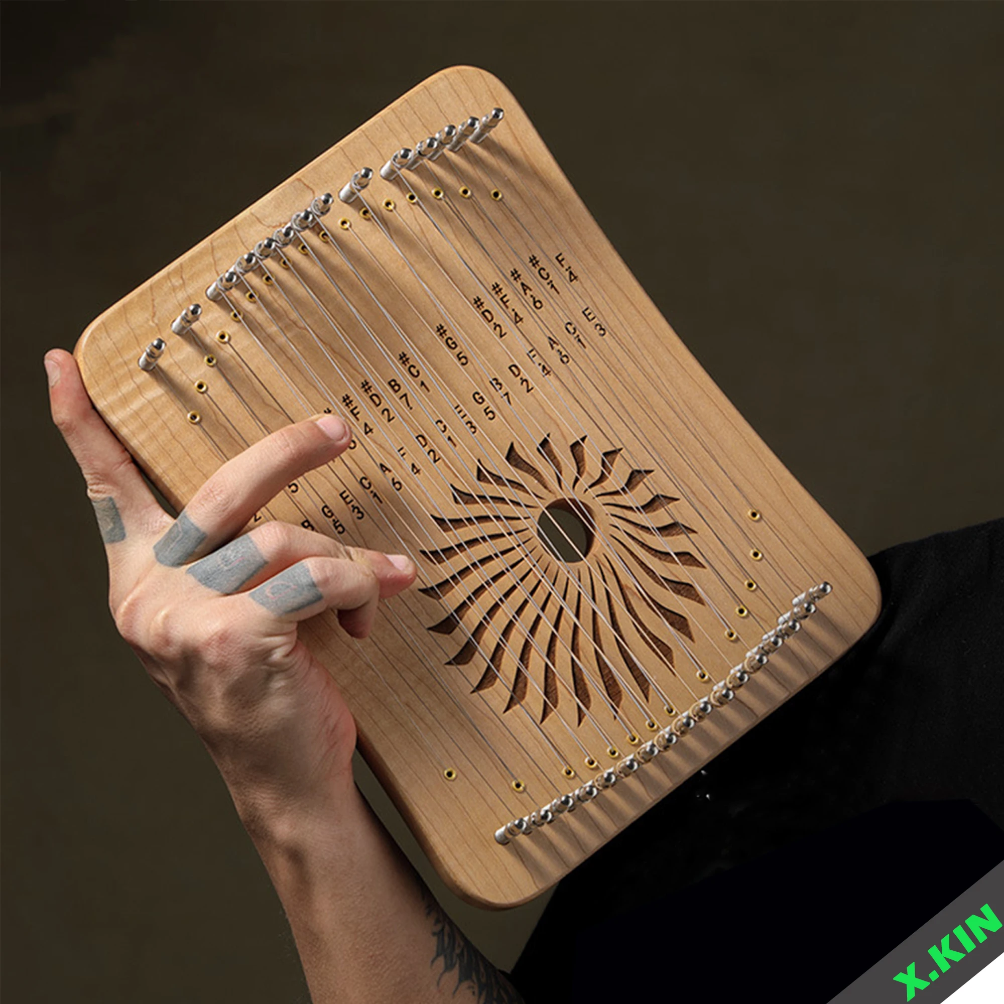 Mini Thumb Kalimba 17 Strings Finger Harp Wood Creative Finger Lyre Beginner Musical Instrument