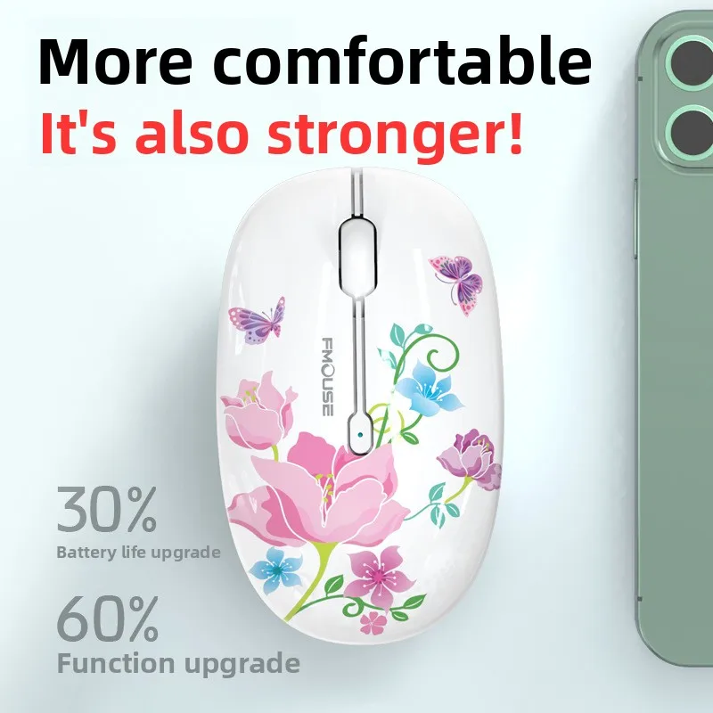 Laptop universal mouse cute girl cartoon mouse silent bluetooth dual mode wireless mouse