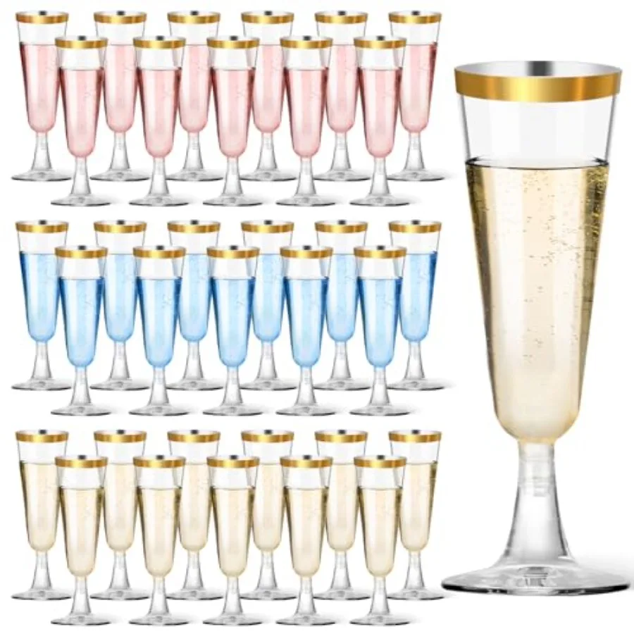 

Набор из 200 пластиковых фужеров для шампанского объемом 5,5 унций, одноразовые пластиковые бокалы для шампанского, винные бокалы, стаканы для свадебных торжеств