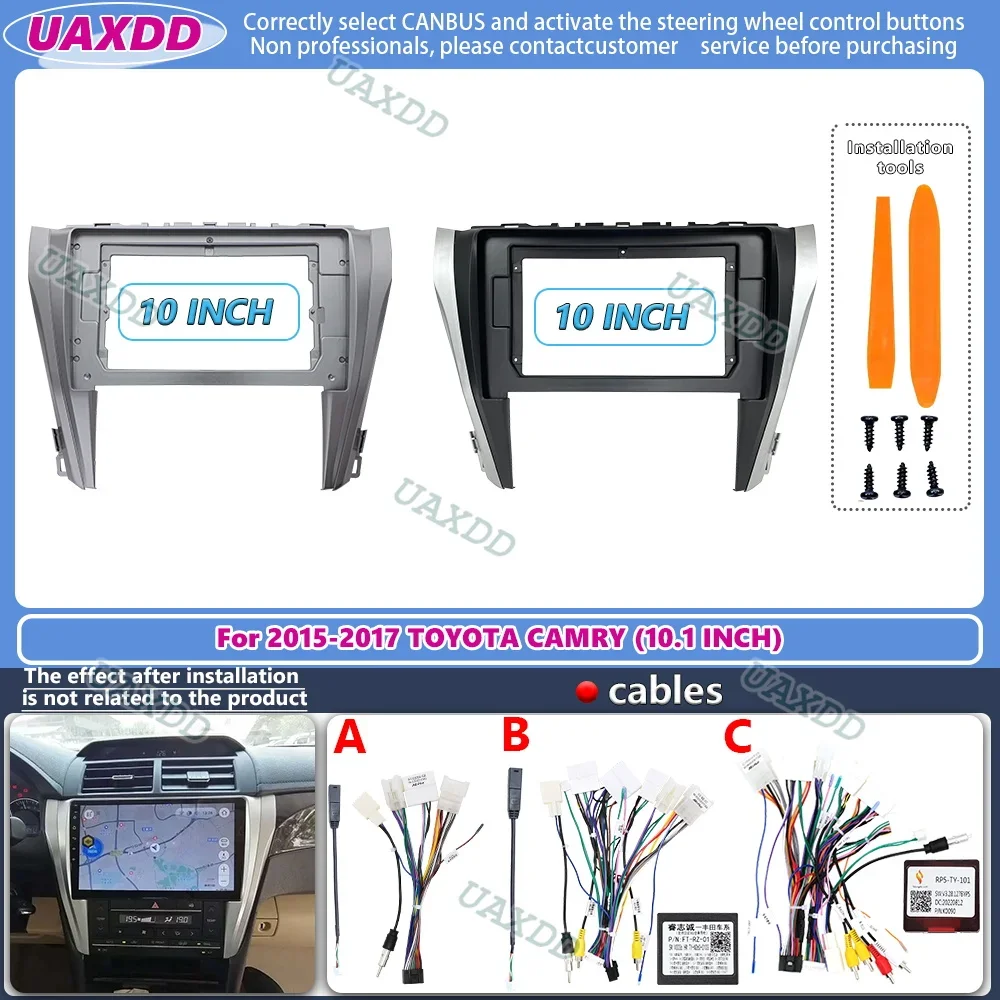 For 2015-2017 TOYOTA CAMRY 10.1INCH 2 Din Car radio Android frame panel Center fascia cable video harness dashboard canbus box