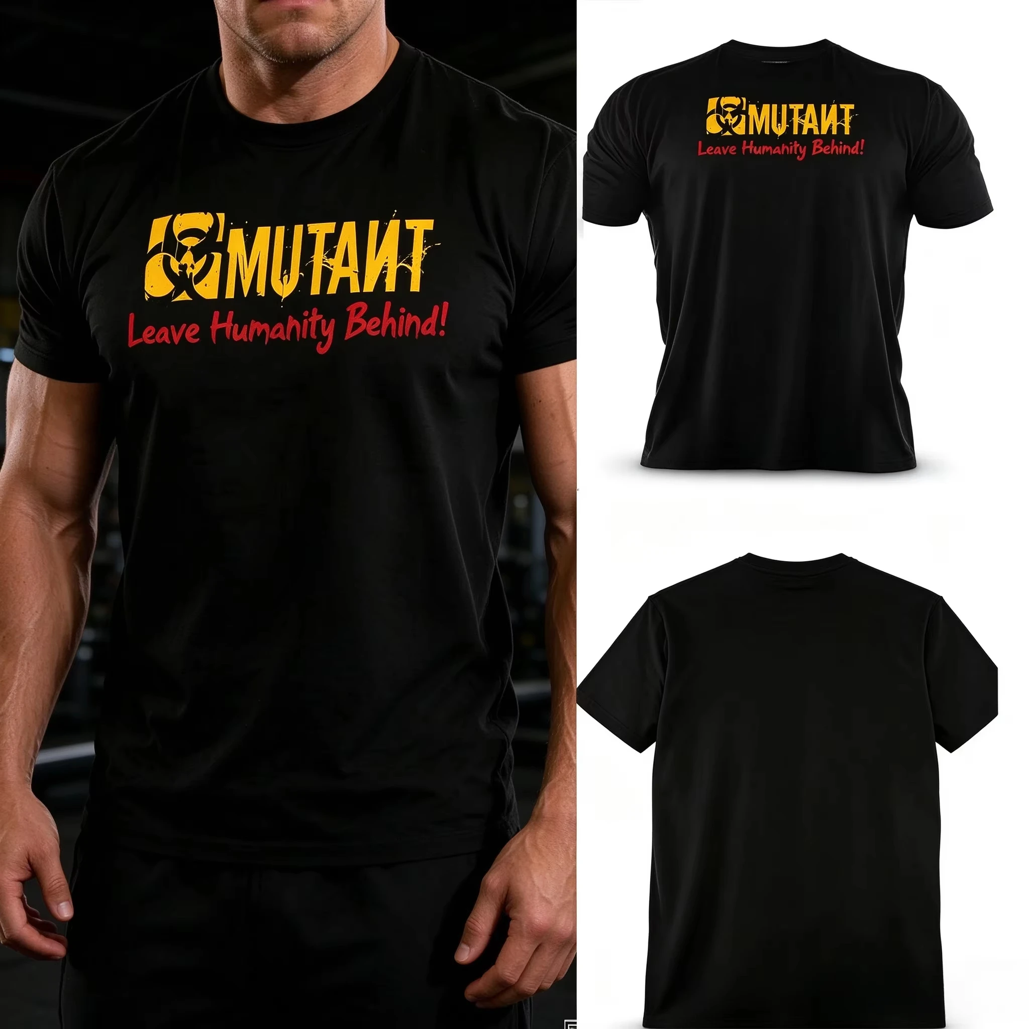 2026 New Unisex Oversized Streetwear T Shirt Biohazard Mutant Style Slogan Front Back Print Fitness Graphic Tees Cotton Tops