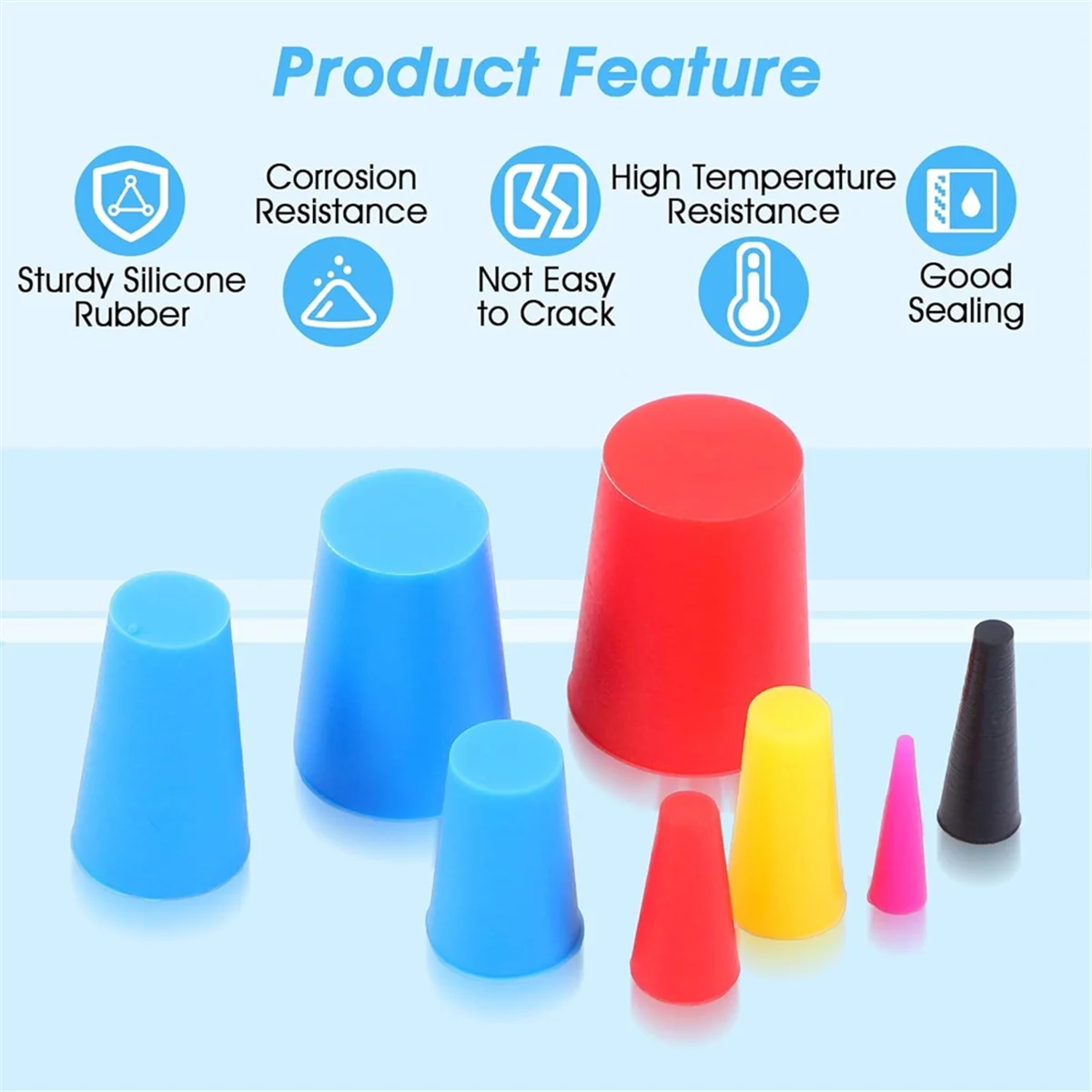 

AA98 200 Pcs 8-Sizes Silicone Plugs for Round Holes, Tapered Plug Kit, Powder Coating Plugs for Coating, Round Hole,Painting