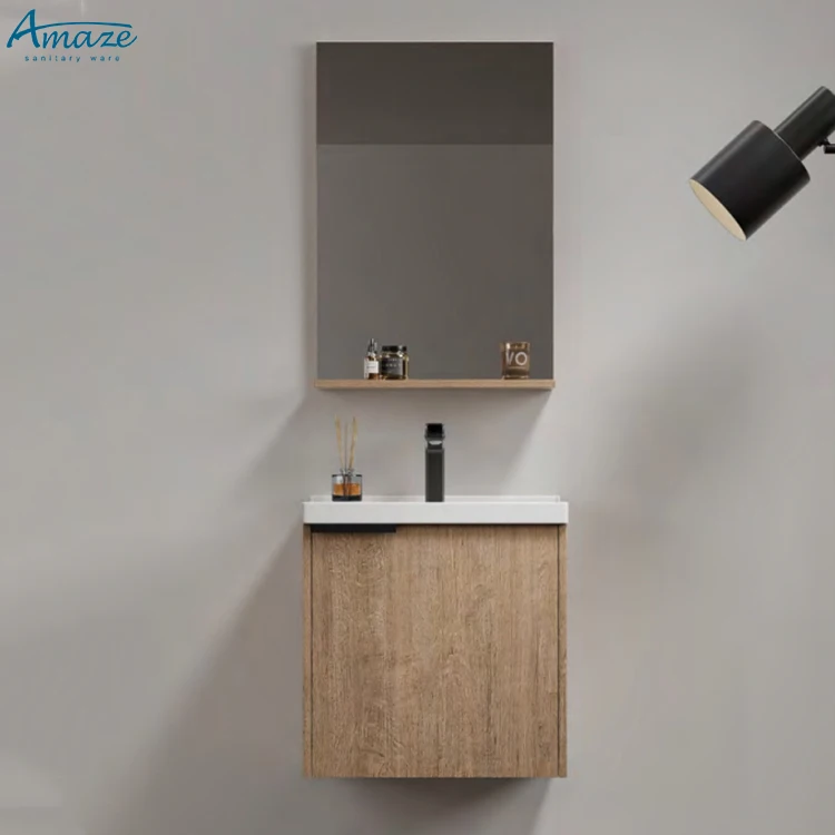 New Design Customized Vanity With Mirror Wash Basin For Hotel Bathroom Sink Small Wall Hung Bathroom Cabinet