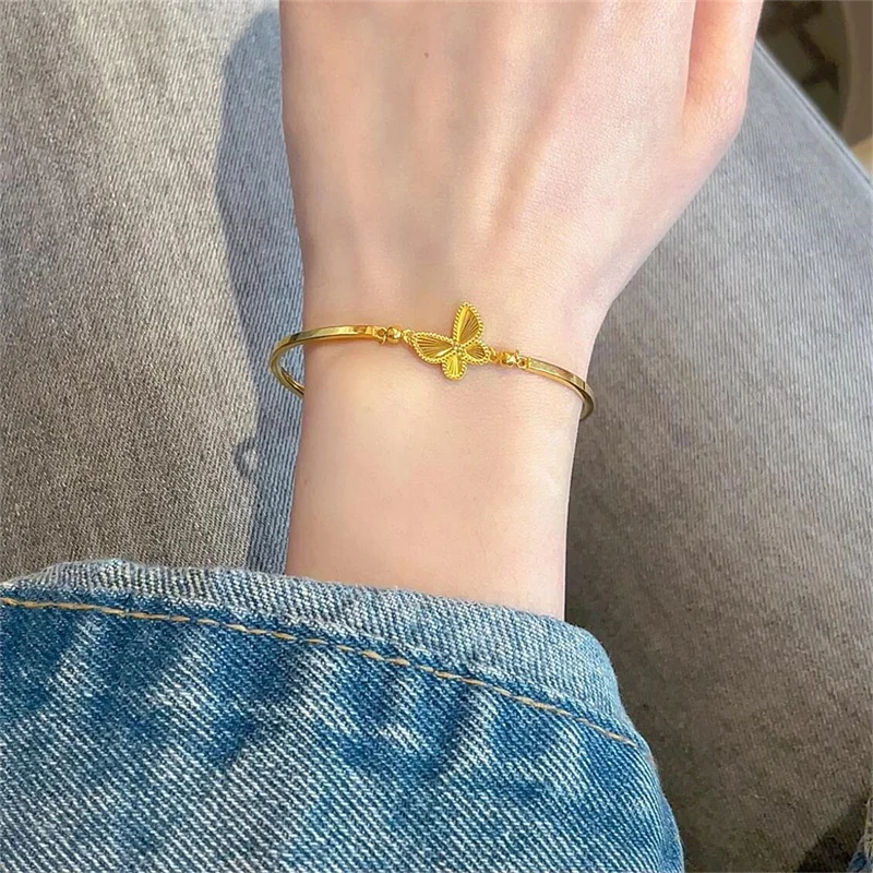 ضوء فاخر الفولاذ المقاوم للصدأ فراشة سوار للنساء أنيقة السلس الخرز الإسورة مأدبة حفلة سحر مجوهرات الزفاف هدايا #4