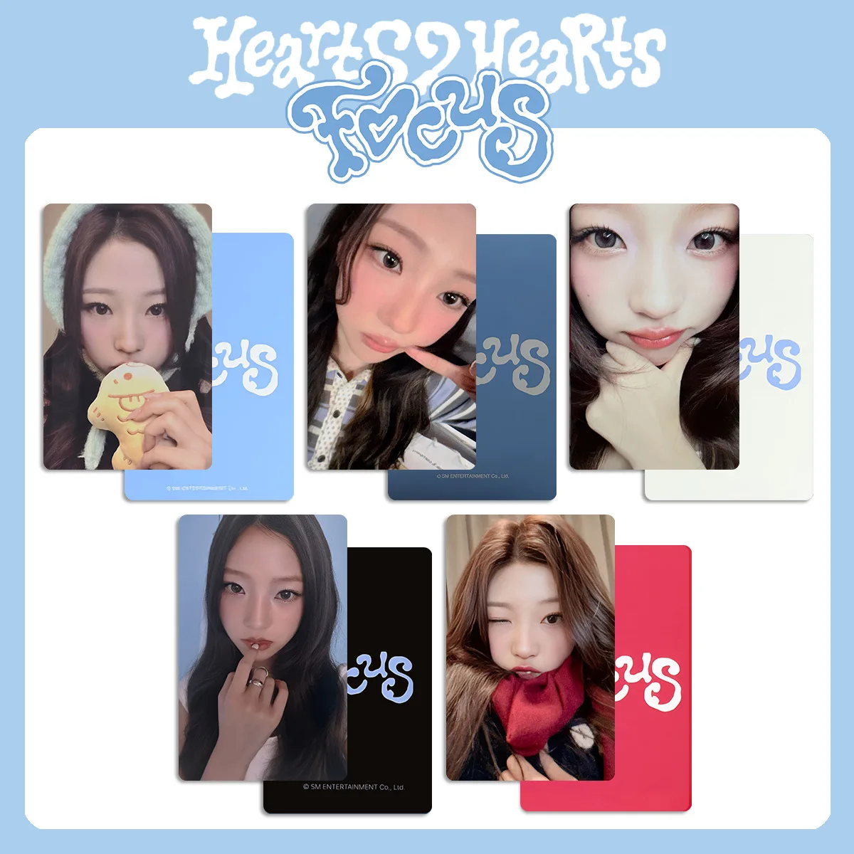 Conjunto de 5 Postais Impressos em Alta Definição Hearts2Hearts Idol Albums FOCUS, Cartões Lomo JIWOO CARMEN YUHA STELLA JUUN, Presentes para Fãs