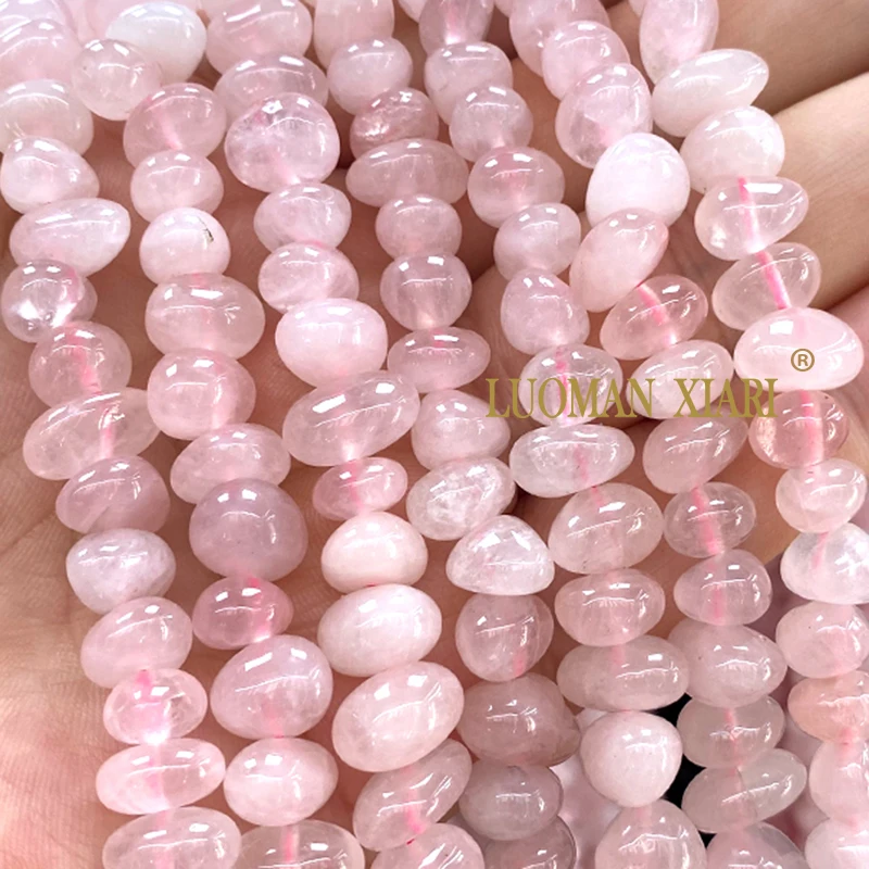 9-12 مللي متر أفقي الخام روز كوارتز الحجر الطبيعي فضفاض خزر عازل لصنع المجوهرات سوار ذاتي الصنع إكسسوارات ساحرة 15'' #3