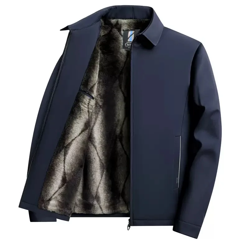 

Новая осенне-зимняя модная однотонная плюшевая толстая теплая куртка для мужчин, деловая и повседневная свободная куртка больших размеров 4XL