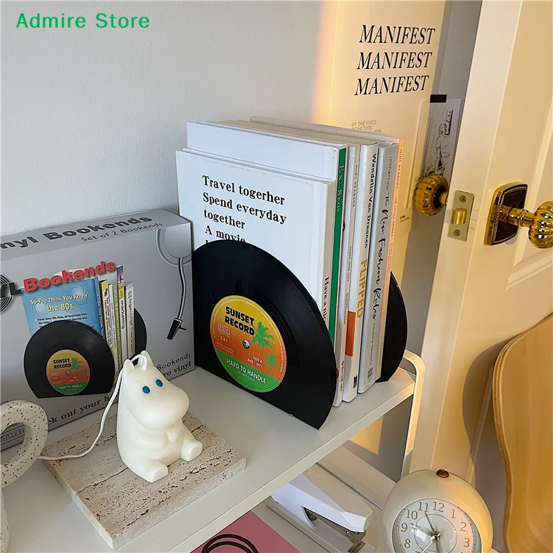 Vinyl-CD-Buchstützen, kreativer Schallplatten-Buchständer, Desktop-Dekoration, Vintage-Trennwand, Bücherregal, Bürozubehör