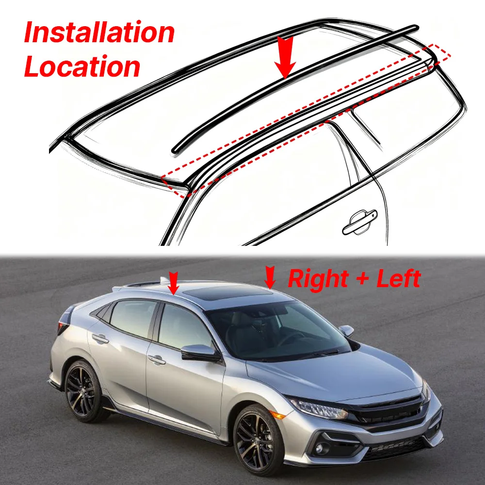 

Для Honda Civic 2016 2017 2018 2019 2020 2021 полоски на крышу Ruer уплотнение крыши автомобиля авто молдинг на крышу отделка Ruer уплотнение