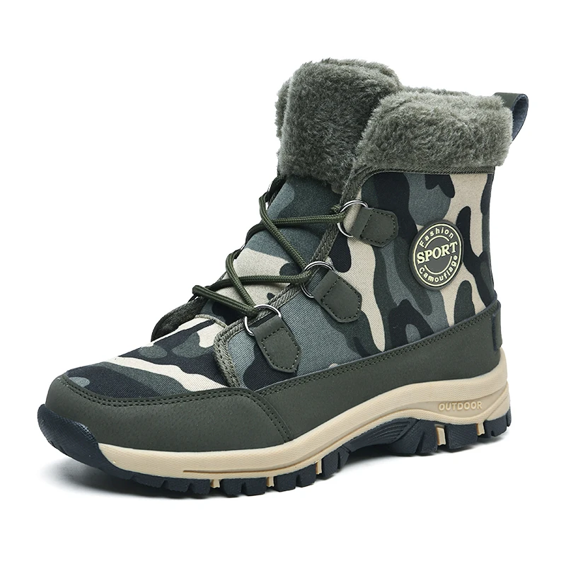 Winter New Style Snow Boots Casual High Profile Thick Plush Warm Cotton Boots Outdoor Sneakers Shoes Anti Slip camouflage Boots