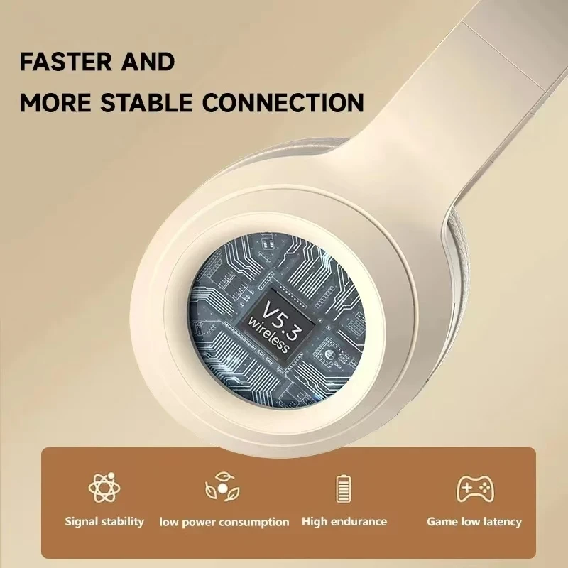9D Surround Bass Headsets Wireless Bluetooth 5.3 Headphones Over Ear Noise Reduction Sports Gaming Earphone with HD Mic Handfree
