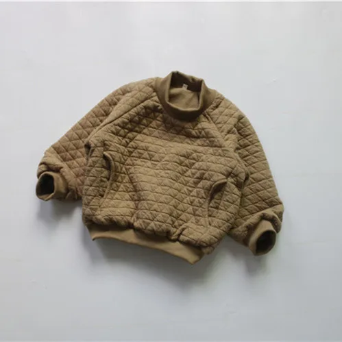 

New Autumn Children's Sweater Boys and Girls Crew Neck Pullover Solid Color Thickened Warm Top