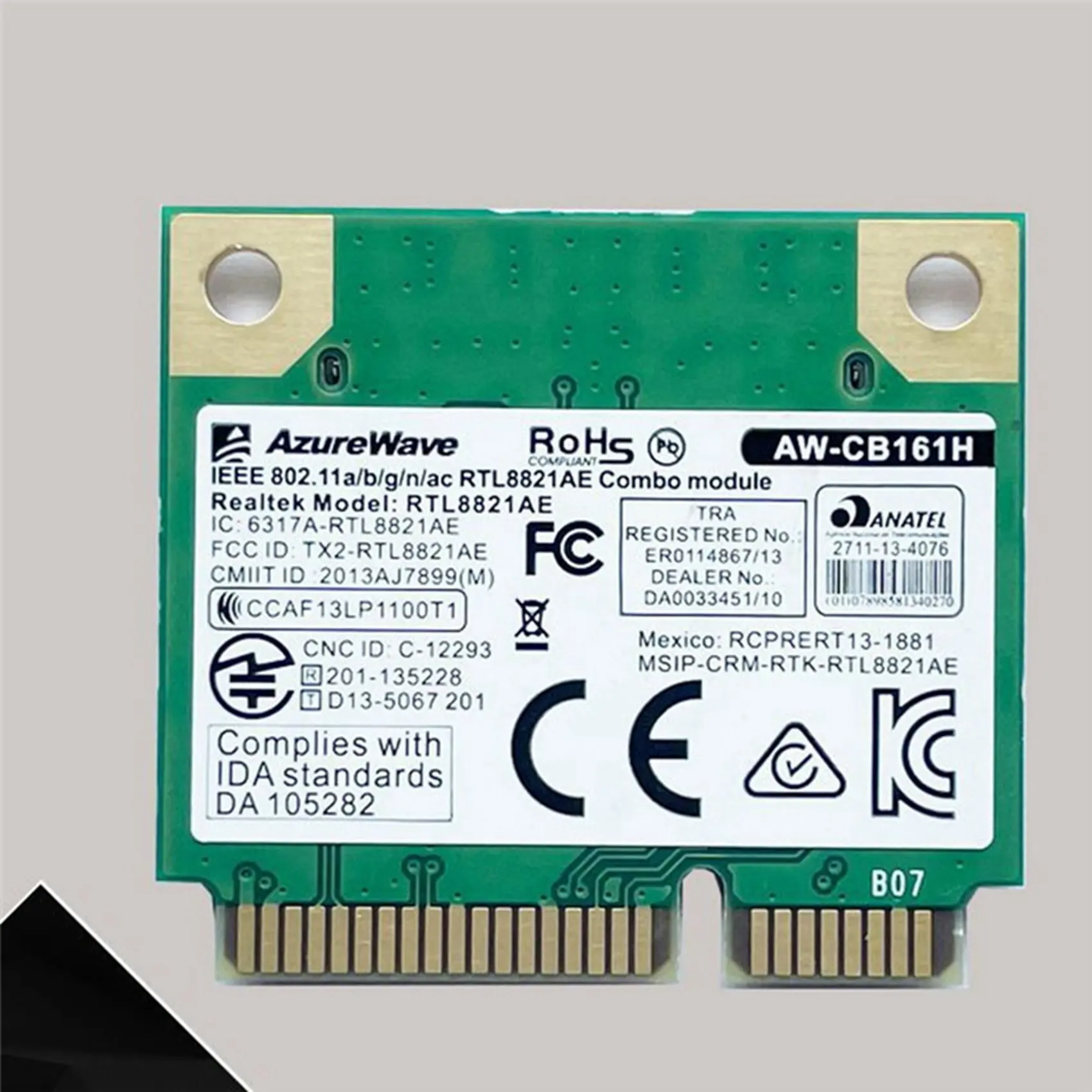 Dual Band Realtek RTL8821 AW-CB161H Wifi Wlan การ์ดบลูทูธ 4.0 Combo ไร้สาย Mini PCI-E Adapter 433Mbps 802.11Ac