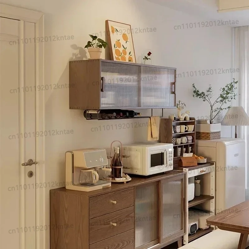 European Solid Wood Kitchen Cabinets Household Storage Cabinets Retro Living Room Wall-mounted Storage Cabinet Kitchen Furniture