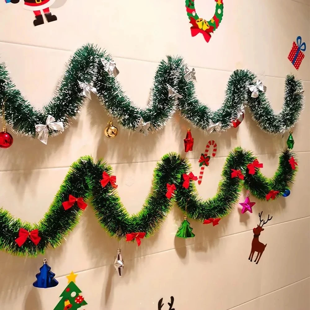 2m חג המולד טינסל גרלנדס קישוט בר צמרות סרט צמרות עם קישוטי עץ xmas קישוטי עץ מסיבה תפאורה בית תליון prop