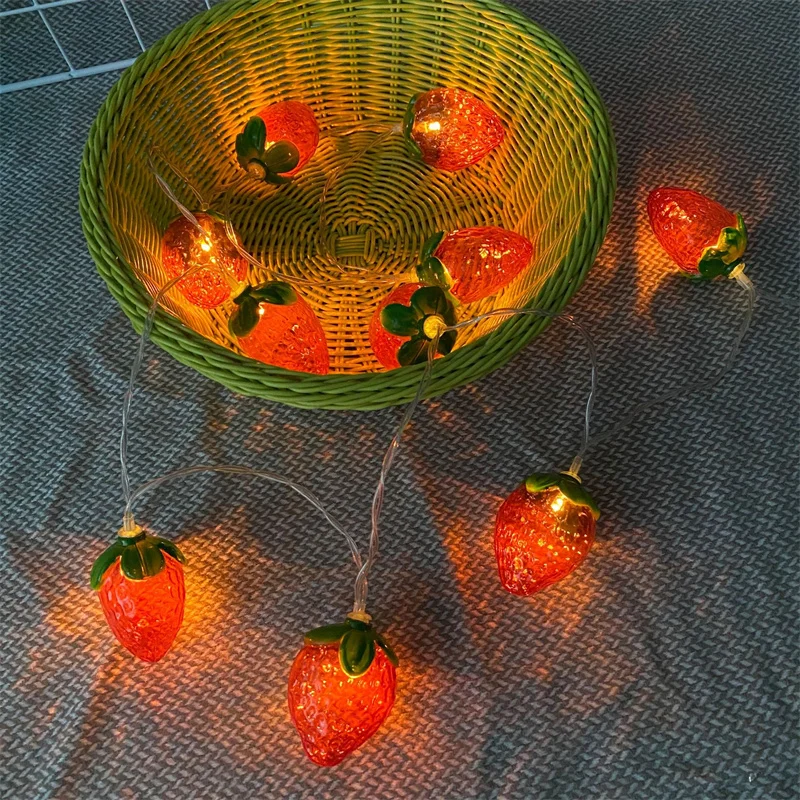 2026 Erdbeer-Lichterkette für Heimdekoration, LED-Hängelichter mit Dauerlicht-Modus für Ostern, Partys und Hochzeiten – Detail 8