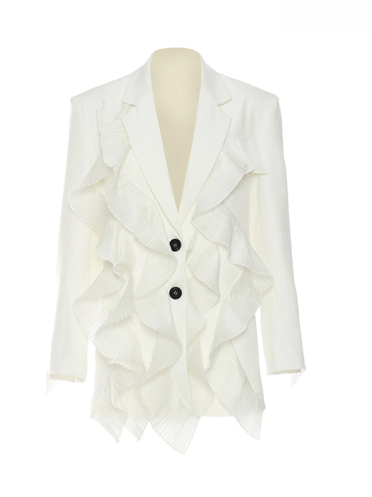 

Ultra Heavyweight Fairy Style Coat Sleeve Patchwork Pleated Large Lace Draping Decorative Design Street Style Loose Fit Long ...