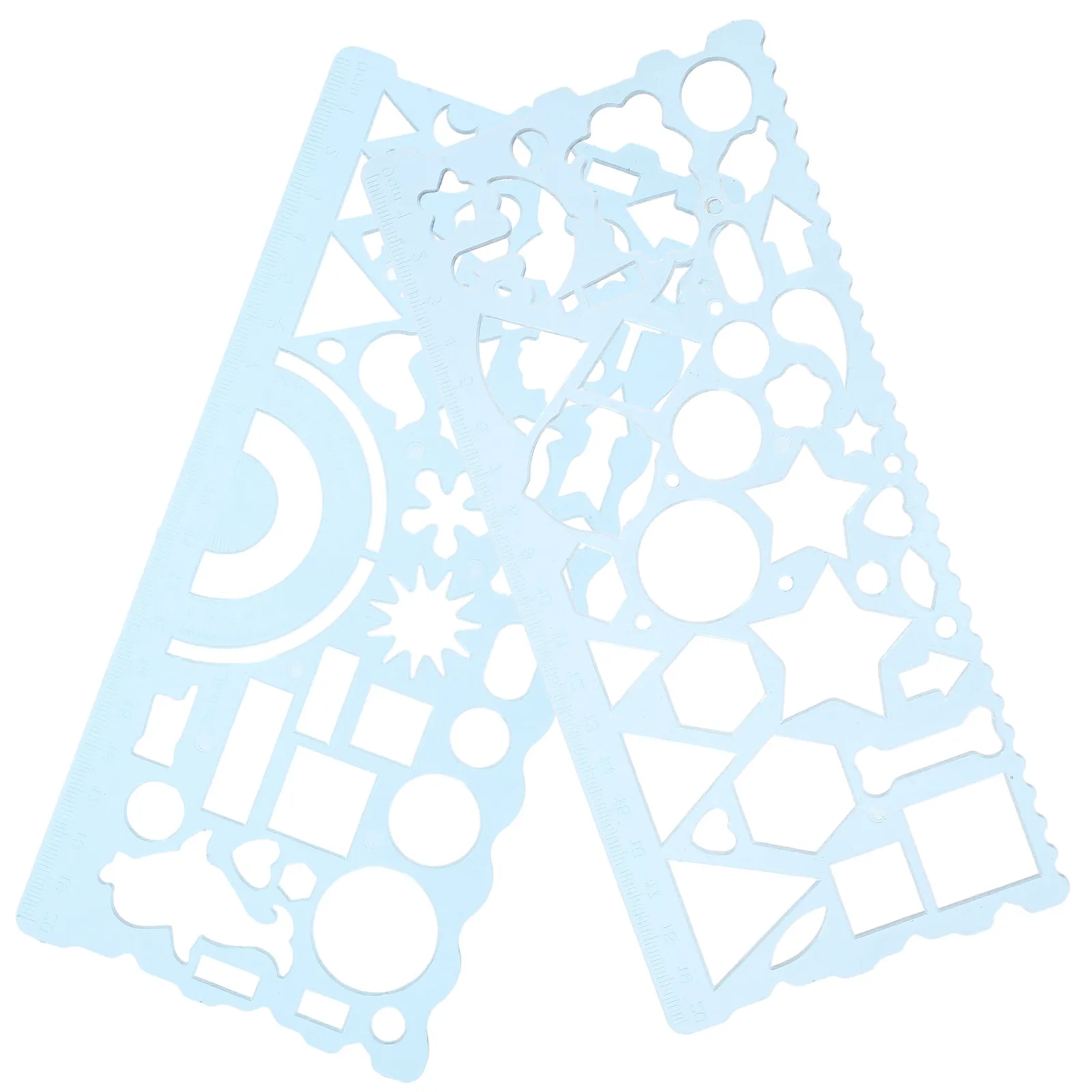 2Pcs Geometric Drawing Ruler Stencils Measuring Template Students Supplies Architects School Office Tools