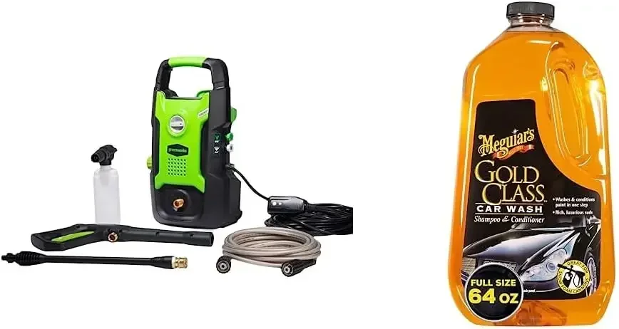 1600 PSI (1.2 GPM) Electric Pressure Washer & Meguiar’s Gold Class Car Wash - Give The Gift of a Clean & Glossy Car - 64 Oz