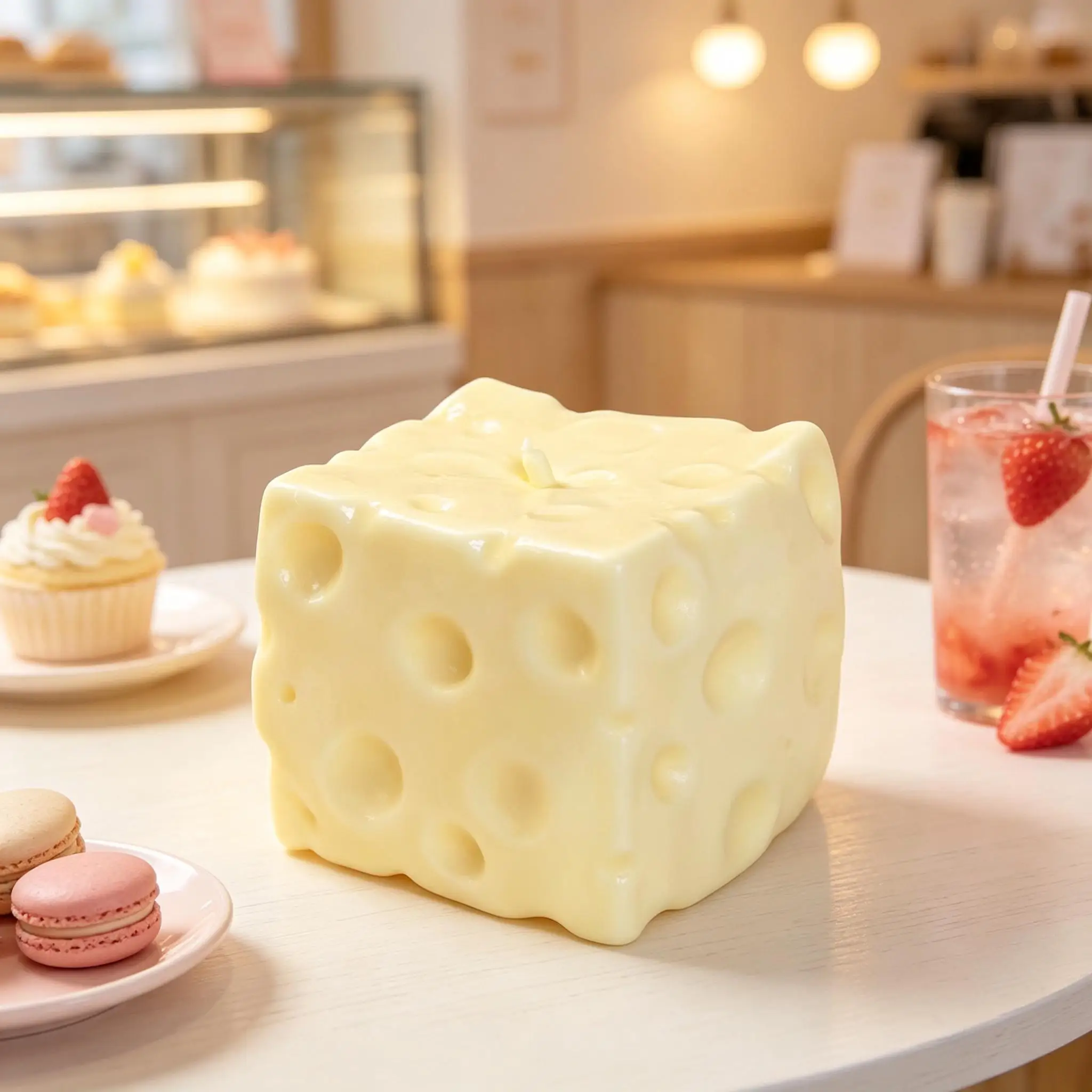 Jumbo Size Cheese Block Squishy Toy Super Sticky Finger‑absorbing Squeeze Fidget Toy Realistic Food Model Stress Relief Desktop