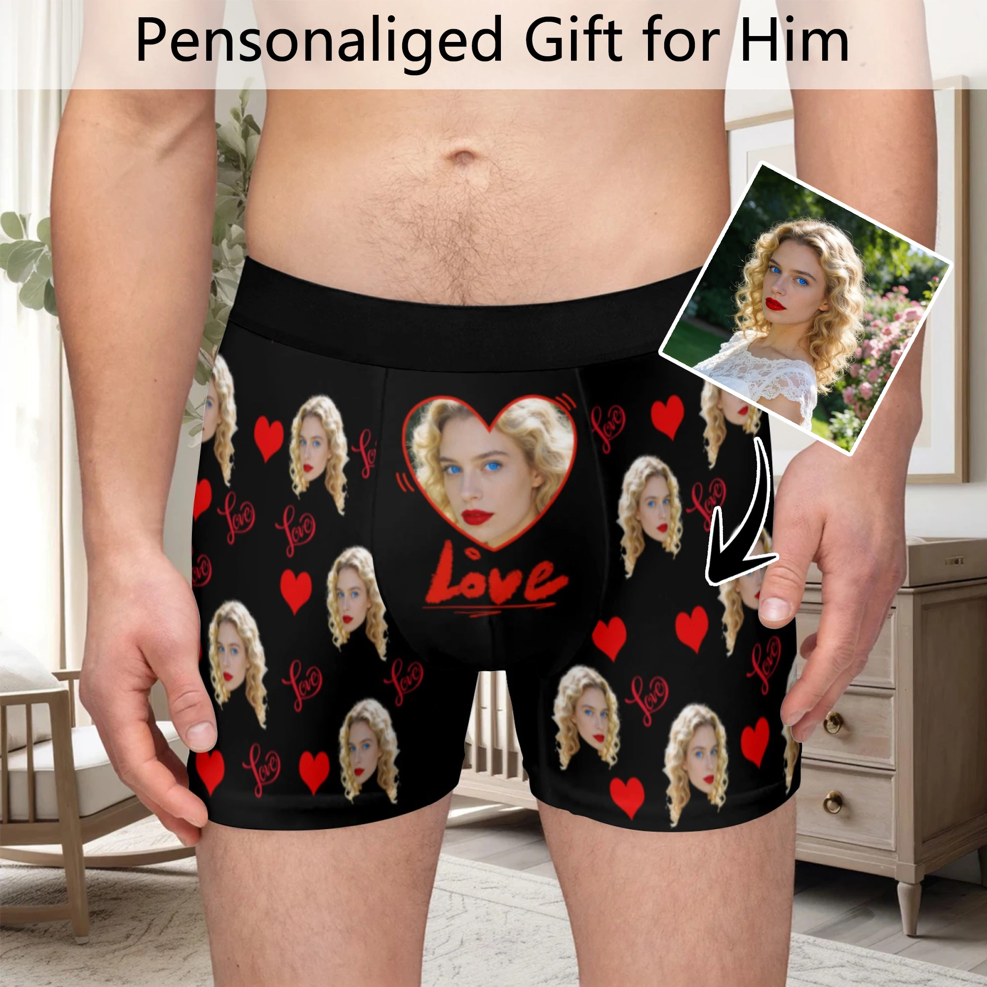

Personalized facial photo customization flat underwear customization men's Valentine's Day gift for husband gift for father