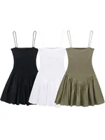 Willshela-minivestido plisado liso con espalda descubierta para mujer, minivestido Vintage con tirantes finos y cuello cuadrado, vestidos elegantes para mujer