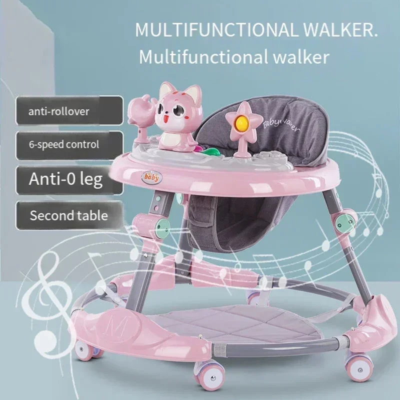 Baby Walker Baby Anti-O-leg Walker Multi-function 6 Gear Adjustment Anti-rollover Folding Walker 1-3 Years Old Baby Learn Start