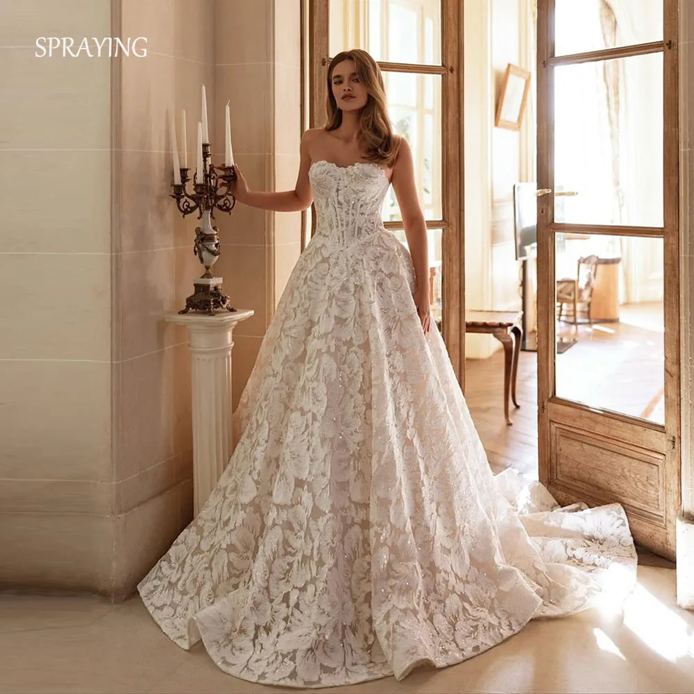 SPRAYING luxe brillant dentelle robes De mariée Sexy chérie robes De mariée une ligne longueur De plancher Robe De Mariée personnalisé 2026