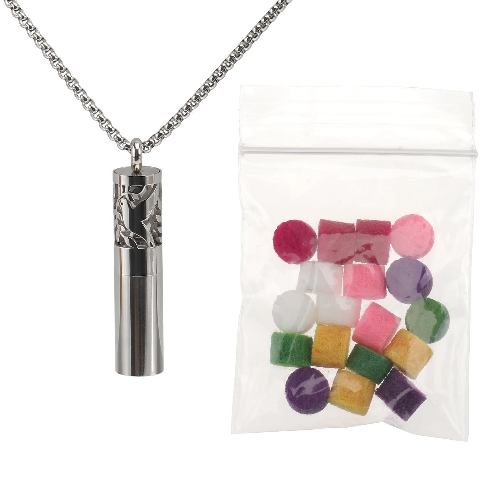 

Cylindrical Aromatherapy Necklace 316L Stainless Essential Oil Diffuser Pendant Fragrance Bottle Fashion Collarbone Accessories
