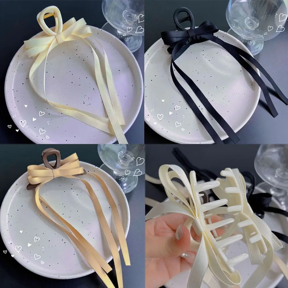 

Elegant Barrette Bowknot Hair Claws Long Ribbon Lightweight Shark Clip Hairpin
