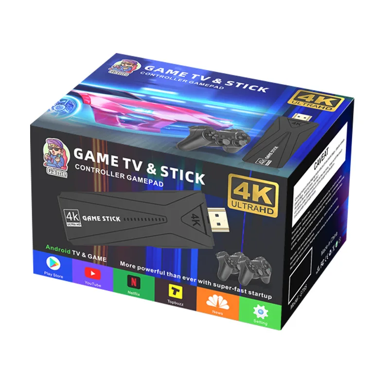 Game Stick 4K GT65 20000 Game Android TV Home Game Console Bluetooth Handle Support Multiple Simulators Video Game Consoles