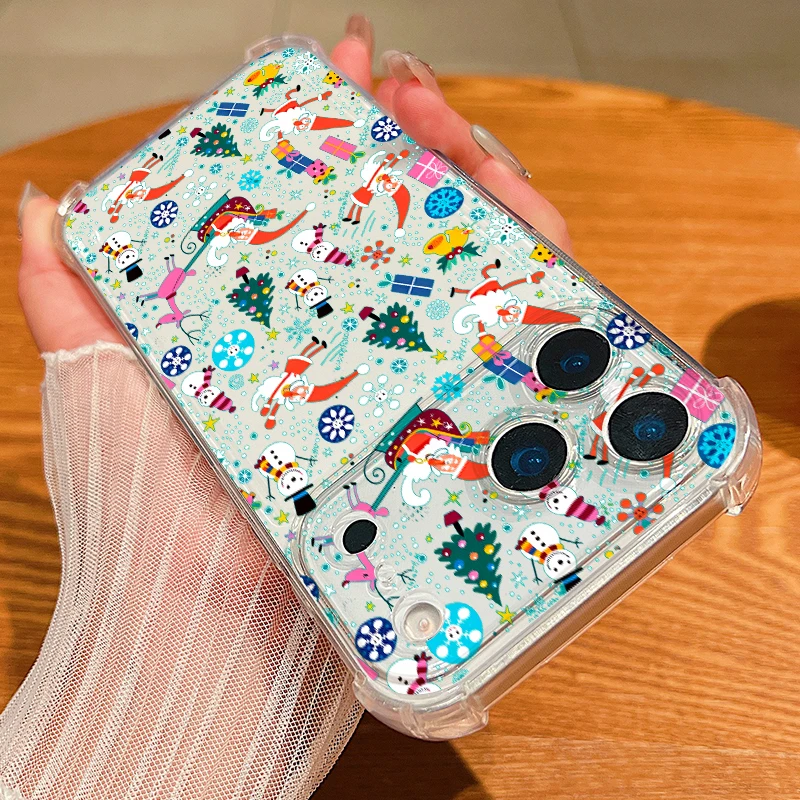 

Christmas Patterned Silicone Phone Case For iPhone Air 17 Pro Max 16 15 Pro Max 14 13 12 Pro Max 11 Shockproof Clear Soft Cover