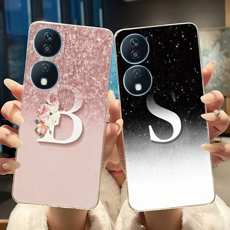 Case For Honor 90 Smart X7B 5G 4G Casing Luxury Elegant Letter Clear Silicone Soft Phone Case For Honor X7B 90Smart Back Cover