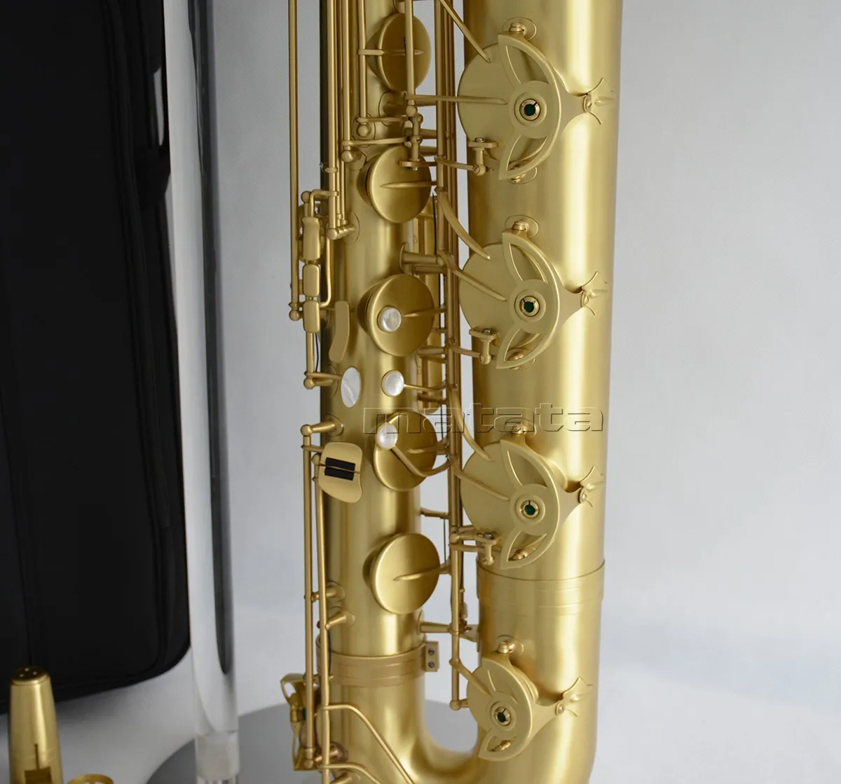 Fast Ship TAISHAN Brushed Brass Baritone Saxophone New Bari With 2 Necks Low a key High F