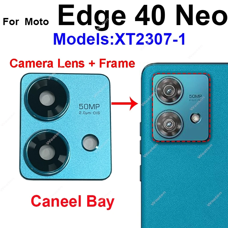 Rear Camera Lens Frame Cover For Motorola Edge 40 Neo Back Camera Glass Lens Frame Cover Holder Replacement Repair Parts