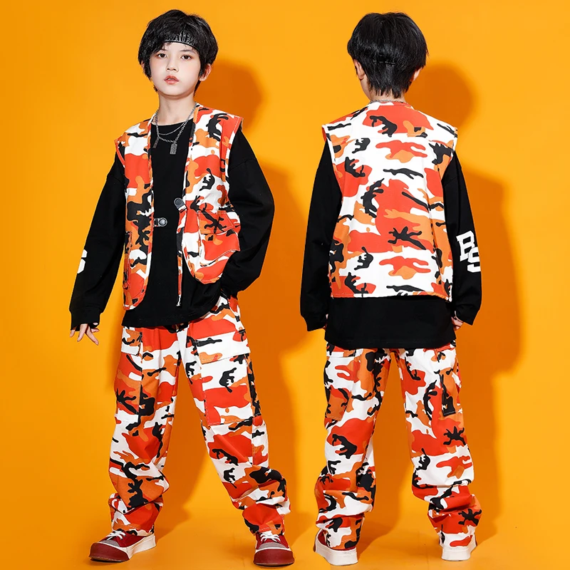 Gilet d'outillage de Camouflage, costume Hip-Hop pour enfants, Costumes de danse Jazz Kpop pour filles et garçons, vêtements de danse Rave Hip Hop DN12922